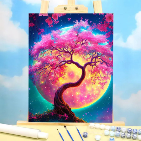 Peinture au Numéro Magique "Arbre de Vie Enchanteur" - Tableau Féérique à Réaliser