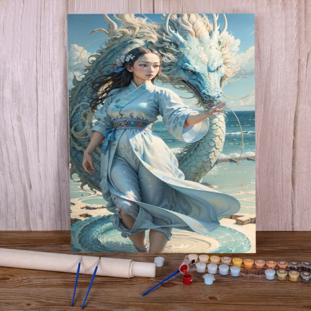 Peinture par Numéro Danse avec le Dragon | Kit Tableau Numéroté