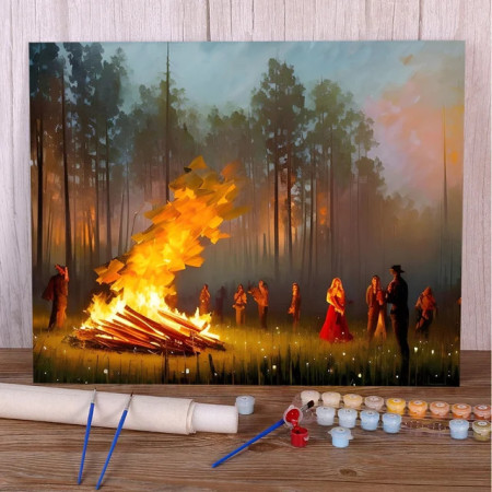 Peinture par Numéro Rituel des Flammes | Tableau Numéroté Mystique