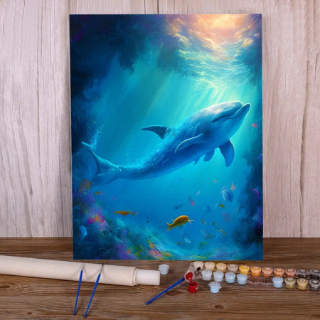 Peinture par Numéros Dauphins Galaxie Sous-Marine Toile Magique