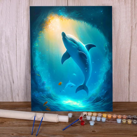 Peinture par Numéros Dauphins Cosmos Enchanté Toile de Rêve