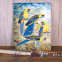 Peinture par Numéros Trio d'Inséparables Australiens Grâce Aviaire Tropicale