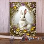 Peinture par Numéros Lapin Blanc Entourage Fleuri Couronne Végétale Printemps