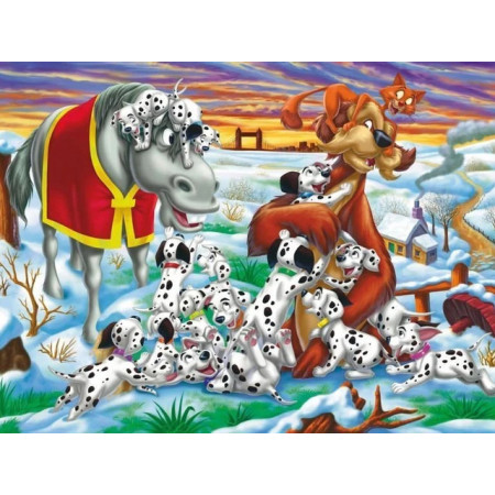 Peinture Numéro Dalmatiens en Vadrouille - Joyeuse Mêlée Campagnarde