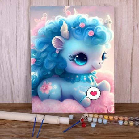 Peinture par Numéro - Nuâge la Licorne Kawaii des Nuages