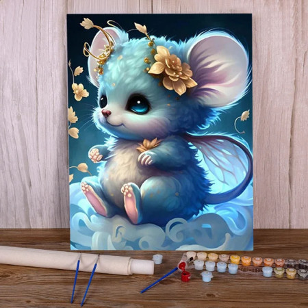 Peinture par numéro souris bleue féerique - Merveille à créer