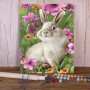 Lapin fleurs sauvages prairie - Peinture bucolique printanière