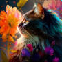 Peinture par Numéro Chat Fleuri - Tableau Félin Enchanteur