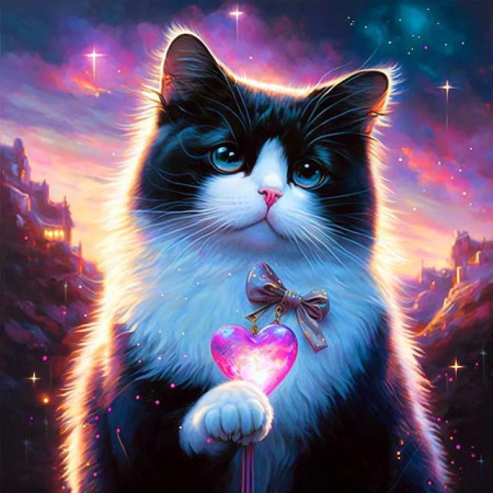 🌠 Peinture Numéro Chat Céleste - Tableau Félin Enchanteur