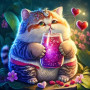 🍓 Peinture Numéro Chat Fruité - Tableau Félin Gourmand