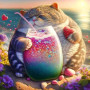 🍹 Peinture Numéro Chat Smoothie - Tableau Félin Rafraîchissant