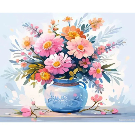 Peinture Numéro Bouquet Éclatant - Tableau Floral Joyeux