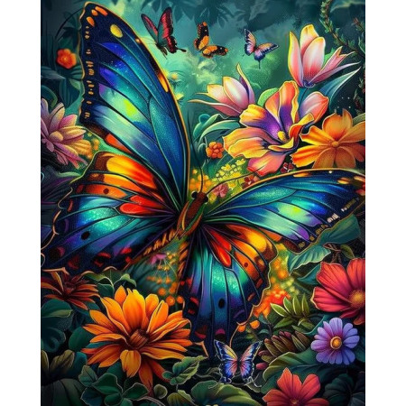 Kit Peinture Numérotée "Papillon Tropical" - Tableau Exotique à Numéros