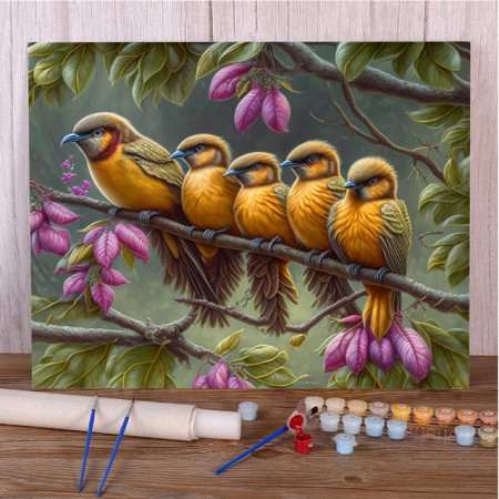 Peinture par Numéros Oiseaux - Charmante Fauvette Familiale