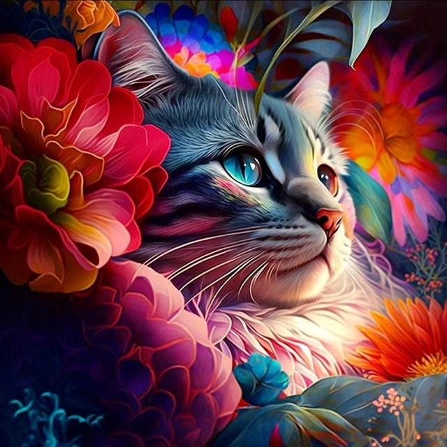 Peinture par Numéro Chat Fleuri Onirique