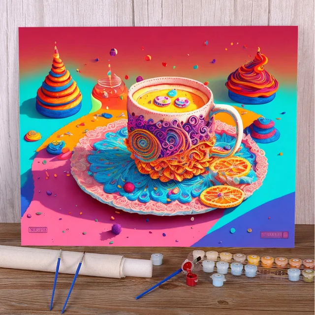 Peinture par Numéros Candy Évasion Thé Psychédélique Gourmand