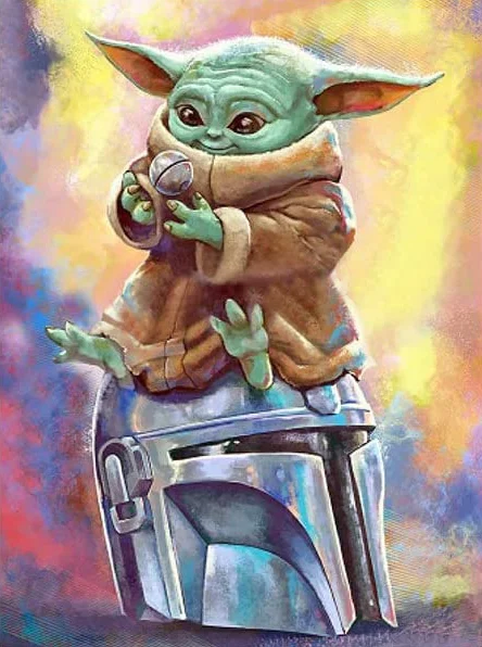 Kit Peinture par Numéro Baby Yoda de La Série Mandalorian