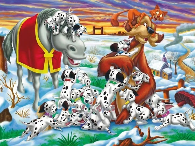 Peinture Numéro Dalmatiens en Vadrouille - Joyeuse Mêlée Campagnarde