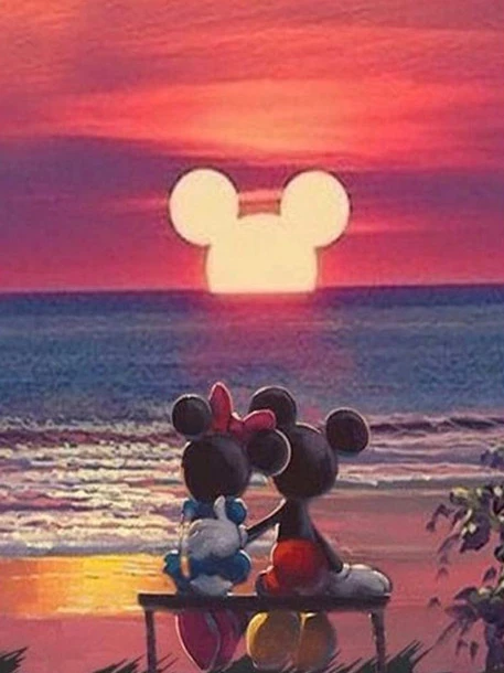 Peinture par Numéro Disney Amoureux au Soleil Couchant