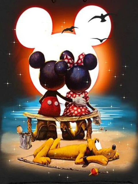 Peinture par numéro Disney Mickey et Minnie - Amour Éternel sous les Étoiles