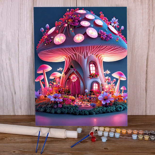 Peinture au Numéro Fantastique "Maison Champignon Enchantée"