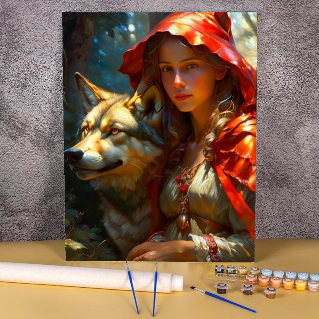 Peinture par Numéro Chaperon Rouge et Loup