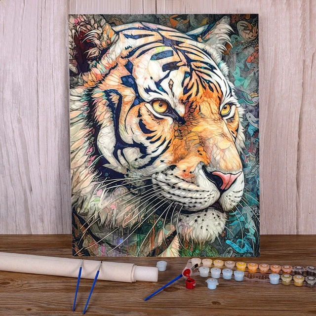 Peinture Numéros Tigre Pop Art Portrait Expressif Majesté Sauvage