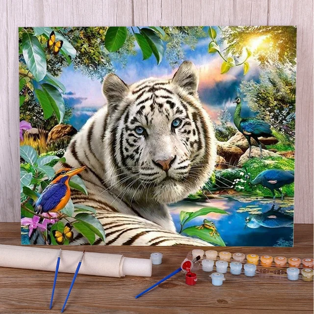 Tigre Oasis Peinture Numéros Paradis Perdu Jungle Eden Mystique